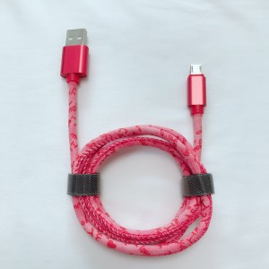 PU-læder Hovedbog Hurtigopladning Rundt aluminiumshus USB-kabel til micro USB, Type C, iPhone lynopladning og synkronisering