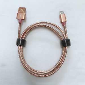 Dual Face USB 2.0 Metal Tube-kabel Opladning Rundt aluminiumshus Micro til USB 2.0-datakabel
