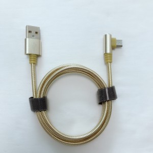 USB 2.0 metalrørkabel Opladning Rundt aluminiumshus USB-kabel til mikro USB, Type C, iPhone lynopladning og synkronisering