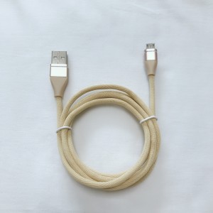 Farverigt flettet datakabel Hurtig opladning Rundt aluminiumshus USB-kabel til mikro USB, Type C, iPhone lynopladning og synkronisering