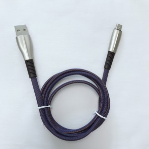 Flettet datakabel 3.0A hurtigopladning fladt zinklegeringshus Flexbøjning Tanglefrit USB-kabel til mikro USB, Type C, iPhone lynopladning og synk